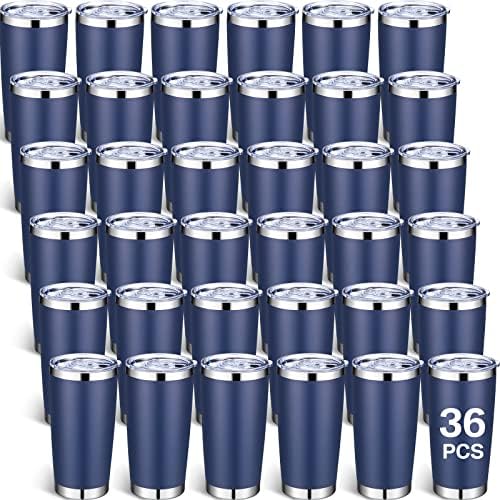 Sieral 36 Packs Stainless Steel Tumbler Bulk with Lid Vacuum Double Wall Insulated Travel Coffee Mug Powder Coated Tumbler Cup for Graduation Wedding Christmas Birthday Party(Navy, 20 oz)