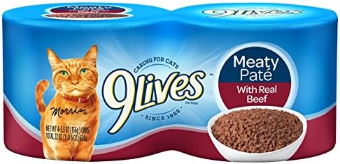 9Lives Meaty Paté With Real Beef Wet Cat Food, 5.5 Ounce Can (Pack of 24)