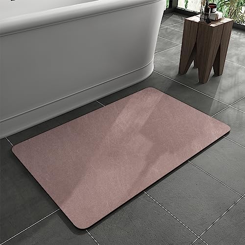 MontVoo -Bath Mat Rug-Rubber Backing Non Slip Quick Dry Absorbent Thin Bathroom Rugs Fit Under Door-Faux Suede Surface Bathroom Floor Mats-Shower Rug for in Front of Bathtub Shower Dusty Rose 17x27.5