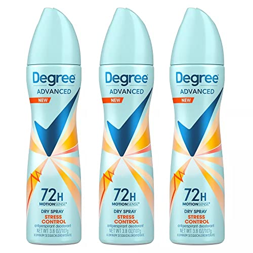 Degree Advanced Antiperspirant Dry Spray Deodorant for Women, Stress Control, 72-Hour Protection, 3.8 Ounce - Pack of 3