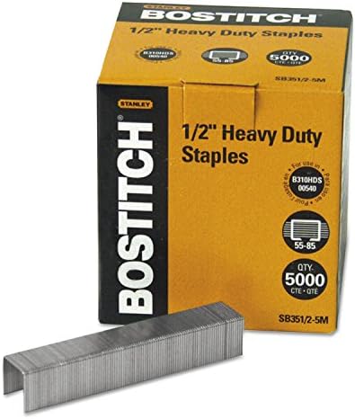 Bostitch SB35125M Heavy-Duty Premium Staples, 1/2-Inch Leg Length, 5000/Box