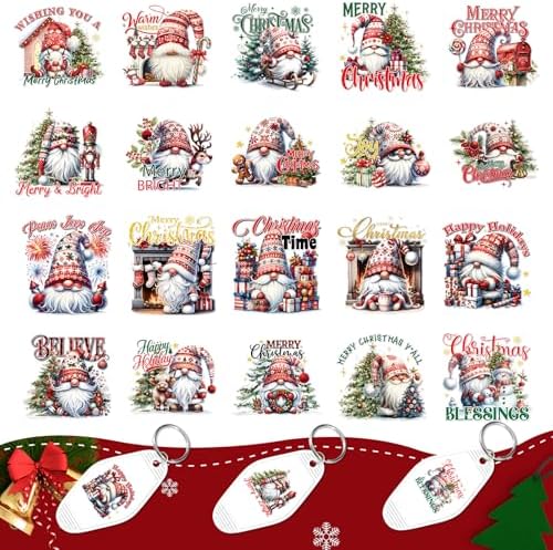 80Pcs Christmas Gnomes UV DTF Sticker Decals Funny Gnomes UV DTF Wraps for Motel Hotel Keychain Blanks Uvdtf Stickers Rub on Transfers Waterproof DIY Crafts Christmas Party Decor Gifts