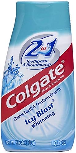 Colgate 2n1 Icy Blast Tp Size 4.6z Whitening Gel Toothpaste & Mouthwash, Mint Flavor, 4 Count