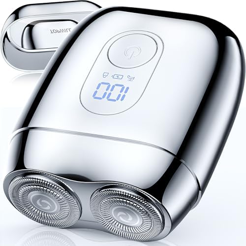 Alloy Mini Electric Shaver for Men - Portable Rotary Face Razor for Short Beard, Gift, Wet/Dry IPX7 Waterproof Cordless USB-C Rechargeable for Travel, RX40 Series
