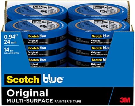 ScotchBlue Original Multi-Surface Painters Tape, 1 Inch Wide (0.94 in. x 60 Yds), 24 Rolls, Blue Paint Tape Protects Surfaces and Removes Easily, Masking Tape for Indoor and Outdoor Use (2090-24EC)