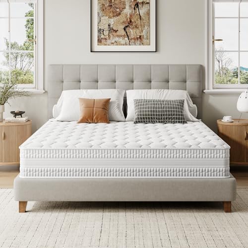 Vesgantti Queen Mattress, 12 inch Queen Bed Mattress in a Box with Gel Memory Foam and Pocket Spring, Ergonomic Design & Pressure Relief, Medium Firm Feel,CertiPUR-US