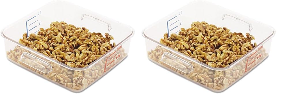Rubbermaid Commercial Products Plastic Space Saving Square Food Storage Container For Kitchen/Sous Vide/Food Prep, 2 Quart, Clear (Fg630200Clr) (Pack of 2)