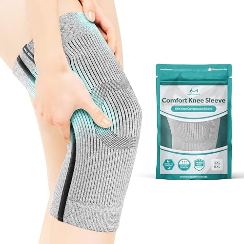 BraceAbility Plus Size Knee Compression Sleeve – Support Brace for Osteoarthritis, Bursitis, Strains, Arthritis, Joint Pain, Swelling, Meniscus Tears – Knee Pain Relief for Women and Men (3XL/4XL)