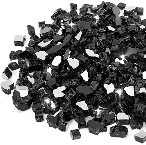 Stanbroil 10-Pound Fire Glass - 1/2 inch Reflective Tempered Fire Glass for Fireplace Fire Pit, Onyx Black Reflective