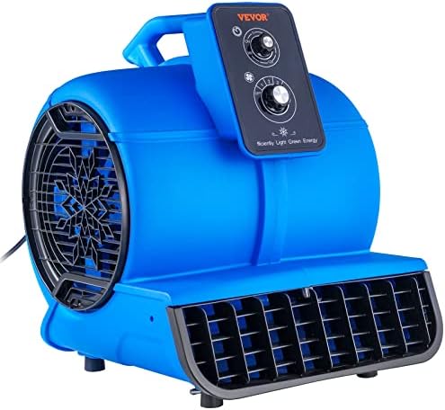 VEVOR Air Mover, 1/2 HP 2600 CFM Carpet Dryer for Cooling and Ventilating, Portable Floor Blower Fan with 4 Blowing Angles and Time Function, for Janitorial, Home, Commercial Use