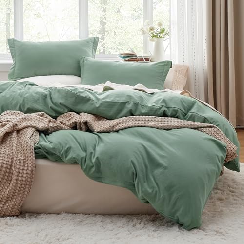 Bedsure Sage Green Duvet Cover King Size - 3 Pieces Prewashed Extra Soft Bedding Set, Includes 1 Duvet Cover 104x90 Inches with Zipper Closure & 2 Pillow Shams, Comforter Not Included