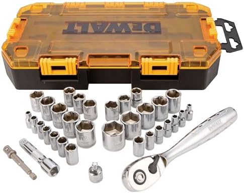 DEWALT Socket Set, 1/4-Inch & 3/8-Inch Drive, SAE/Metric, 34-Piece (DWMT73804)