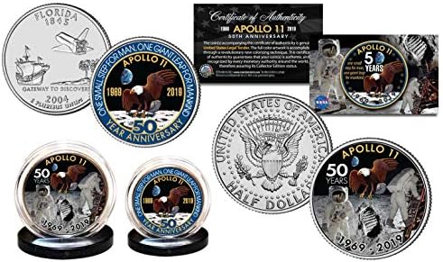 Apollo 11 50th Anniversary Man on Moon 2-Coin Set FL. Quarter & JFK Half Dollar