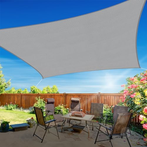 10'x13' Sun Shade Sail, UV Protection Outdoor Shade, Curved Tear Resistant Heavy Duty Sun Shade for Patio Garden, Backyard, Deck, Car Port, Playground, (Grey)