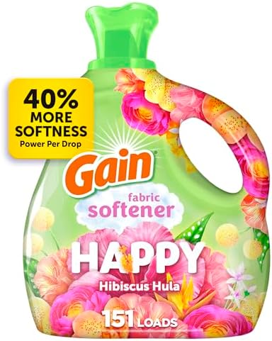 Gain Liquid Fabric Softener (Fabric Conditioner), Happy, 101 fl oz, 151 Loads