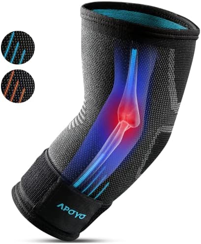 APOYO Elbow Brace for Tendonitis and Tennis Elbow, Compression Sleeve for Arthritis, Workouts, Reduce Joint Pain During Fitness Activity (Small)