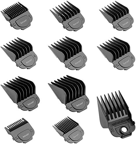 Magnetic Clipper Guards Guide Comb 10PCS for Andis Master Hair Clipper MBA, MBX, MC-2, ML, MA-1, RACA, PM-1, PM-2, PM-3, PM-4, US-1, RS-1 Lengths 1/16" to 1" (Black)