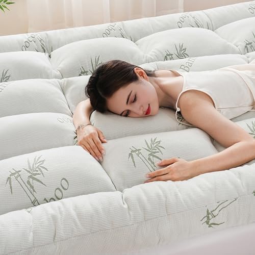 DOWNCOOL 3 Inch Memory Foam Mattress Topper Full – Cooling Pillow Top Mattress Topper for Back Pain Relief, with Bamboo Viscose Air Layer, 1700 GSM Fill, Deep Pocket Fits 8–21 Inch
