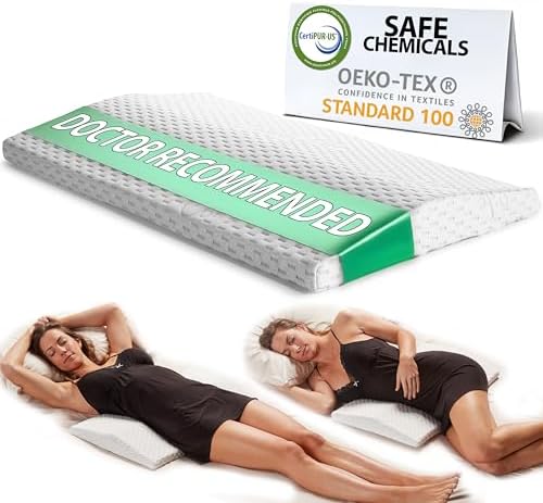 ComfiLife Lumbar Support Pillow for Sleeping Memory Foam Pillow for Back Pain Relief - Side, Back and Stomach Sleepers- Triangle Wedge Pillow - Bed Rest Pillow - Medium-Soft Firm (White, Standard)