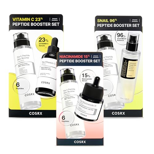 COSRX Gift Sets, Niacinamide 15% Serum & Snail Mucin 96% Essence & Vitamin C 23% & Peptide Serum, Korean Skin Care Set, Stocking Stuffers for Women