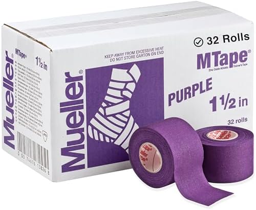 MUELLER Sports Medicine MTape Rolls Team Pack, Quality Athletic Tape, Easy to Tear for Fast & Effective Taping, 1.5" x 10 Yards Per Roll, 32 Rolls