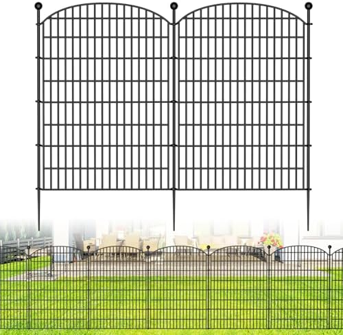 10 Panels No Dig Decorative Garden Fence - 40 in (H) x 23.6 ft (L), Dog Fence Outdoor for Yard,Rustproof Metal Animal Barrier Ground Stakes Fencing for Garden, Patio, Flower Bed