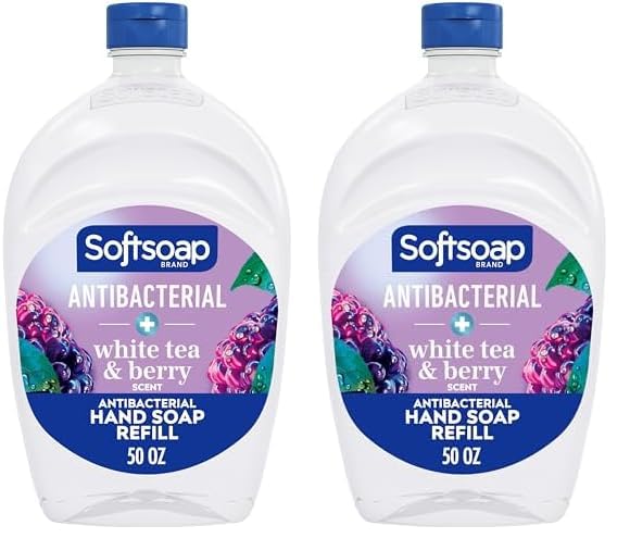 Softsoap Antibacterial Liquid Hand Soap Refill, White Tea & Berry Scented Hand Soap, 50 Ounce (Pack of 2)
