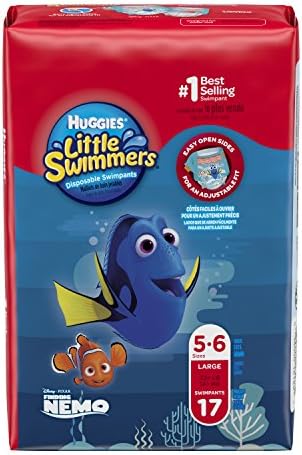 Huggies Little Swimmers Disposable Swim Diapers, Swimpants, Size 5-6 Large (over 32 lb.), 17Ct. (pack of 6) (Packaging May Vary)