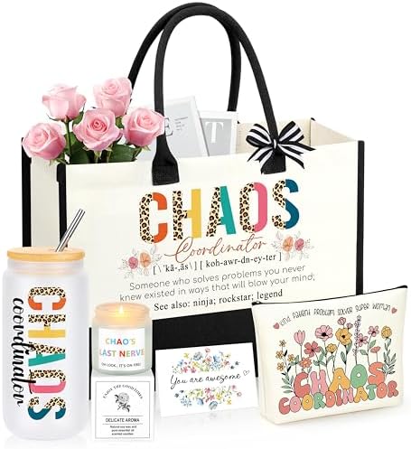 Chaos Coordinator Gifts, Administrative Professional Day Gifts, Christmas Coworker Appreciation Gift Ideas for Social Worker Boss Lady Coworker Manager Basket Set of 5