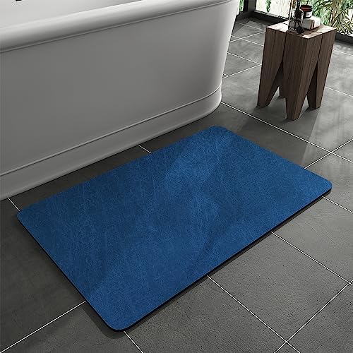 MontVoo -Bath Mat Rug-Rubber Backing Non Slip Quick Dry Absorbent Thin Bathroom Rugs Fit Under Door-Faux Suede Surface Bathroom Floor Mats-Shower Rug for in Front of Bathtub Shower Royal Blue 17x27.5