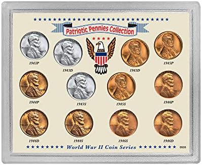 American Coin Treasures Patriotic Pennies Collection, Genuine Steel Penny, Shell Casing Cents, WWII Coins, Certificate of Authenticity, Sonically Sealed Acrylic