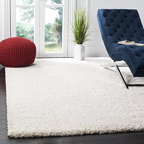 SAFAVIEH Milan Shag Collection Area Rug - 6' x 9', Ivory, Solid Design, Non-Shedding & Easy Care, 2-inch Thick Ideal for High Traffic Areas in Living Room, Bedroom (SG180-1212)