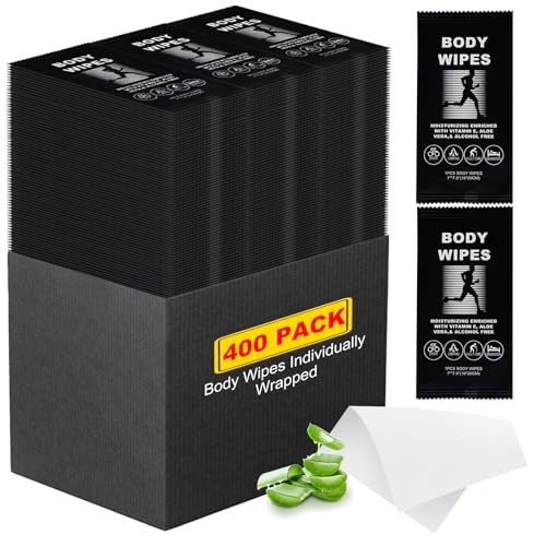 Body Wipes for Men and Women, Face & Body Cleansing, No Rinse, Travel & Camping (400)