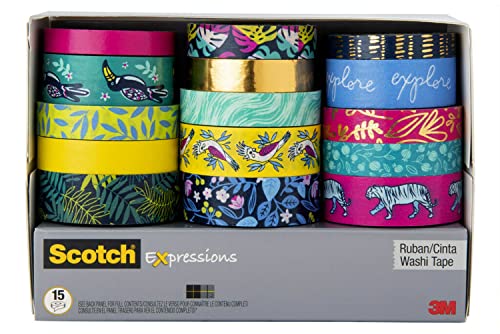 Scotch Expressions Washi Tap, 15 Rolls, Great for Decorating and Crafts (C1017-15-P4)