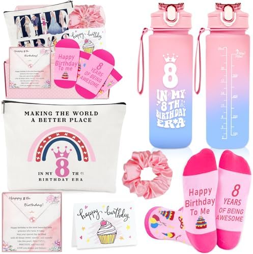8 Year Old Girl Gifts, Gifts for 8 Year Old Girls Beautiful Teen Girl, Best Birthday Gift Ideas for Daughter, Sister, Niece, Granddaughter, 8th Birthday Decorations for Teen Girls Set of 6