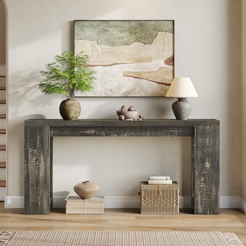 LITTLE TREE 70.9-Inch Long Console Table, Narrow Sofa Table Behind The Couch, Farmhouse Console Table for Living Room, Entryway, Hallway
