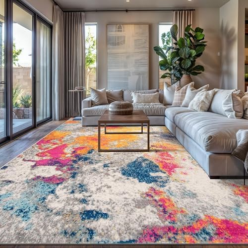 Rugshop Sky Collection Modern Abstract Area Rug 7'10" x 10' Multi