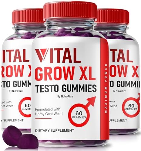 (3 Pack) Vital Grow XL Gummies for Men, Vital Grow XL Testo Gummies, Vital Grow Gummies Male, VitalGrowXL Boost Stamina and Confidence Gummy for Mens (180 Gummies)