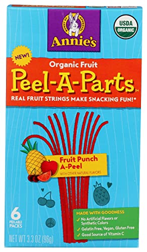 Annie's Homegrown Fruit Punch Flavor Organic Fruit Peel-A-Parts Snack, 6 Packs, Gluten Free, Vegan, 3.3 Ounces (Pack Of 8)
