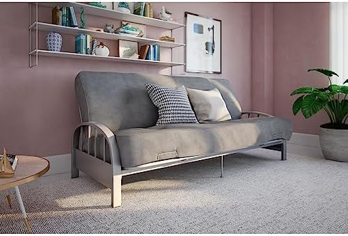 DHP Durable Metal Silver Futon Couch Bed Frame