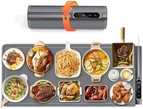 Graphene Food Warming Mat for Countertop - Fast Full Surface Heating, Extra Large (XXL 36â€x 16") Electric Warming Trays for Buffets Party with 6 Temp & Timer Settings, Gifts for Mom Wife, Gray