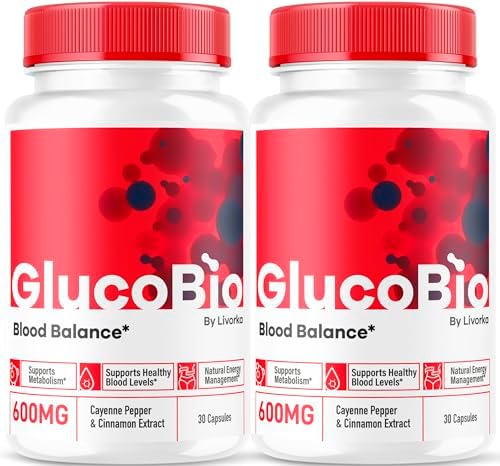 (2 Pack) GlucoBio Capsules - Official Gluco Bio Support Capsules, Advanced Formula for Overall Balance, GlucoBio Pills, GlucoBio Supplement, Glucovio Reviews, 60 Capsules