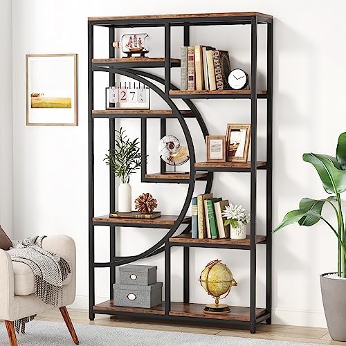 Tribesigns Bookshelf, Industrial 5 Tier Etagere Bookcase, Freestanding Tall Bookshelves Display Shelf Storage Organizer with 9-Open Storage Shelf for Living Room, Bedroom