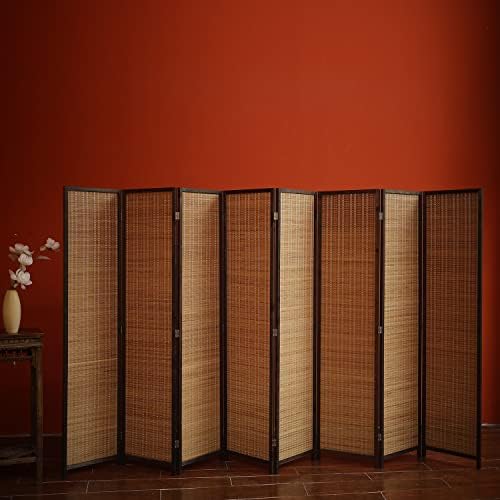 8 Panel Room Divider and Folding Screen, Bamboo Screen for Room Separation, 67" H x 122.8" W