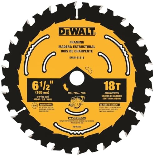 DEWALT Circular Saw Blade, 6 1/2 Inch, 18 Tooth, Framing (DWA161218)