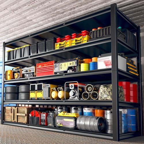 REIBII 60" W Garage Shelving 3000LBS Garage Storage Shelves Heavy Duty Shelving, 5 Tier Metal Shelves, Adjustable Industrial Shelf for Warehouse, Basement, Pantry, 60" W x 24" D x 72" H