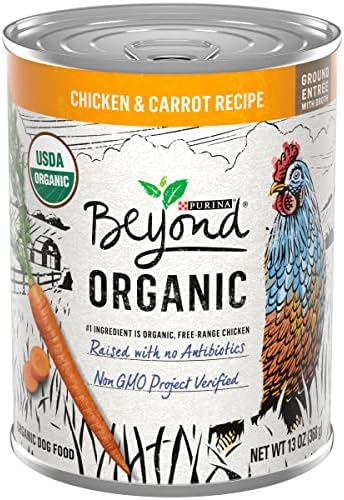 Beyond Purina Organic Wet Dog Food, Organic Chicken & Carrot Adult Recipe Ground EntrΓ©e with Broth - (Pack of 12) 13 oz. Cans