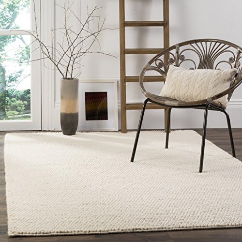 SAFAVIEH Area Rug 5x8 - Natura Collection - Ivory, Handmade Wool Blend, Textured Design, Ideal for Living Room, Bedroom, Dining Space (NAT620A)