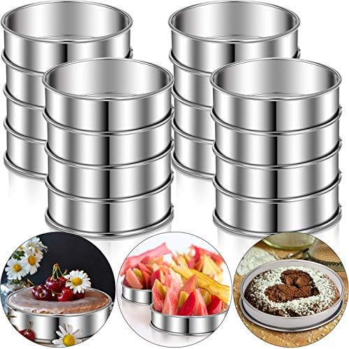 Boao 16 Pieces English Muffin Rings Nonstick Double Rolled Crumpet Rings Double Rolled Tart Stainless Steel Round Muffin Tart Molds for Home Baking
