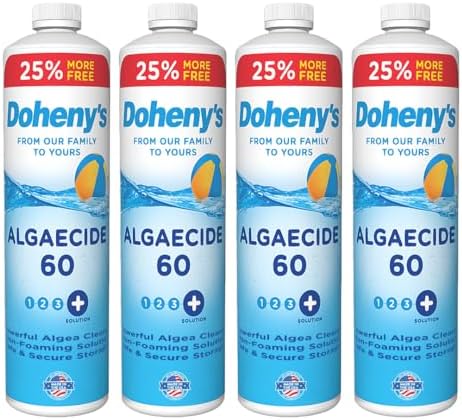 Doheny's Algaecide 60 | Pro-Grade, Metal-Free & Non-Foaming | Prevents All Algae Types | No Stains or Clouding | Safe for Salt, Chlorine & Bromine Pools | Treats 160,000 Gallons | 4 x 40oz (160oz)